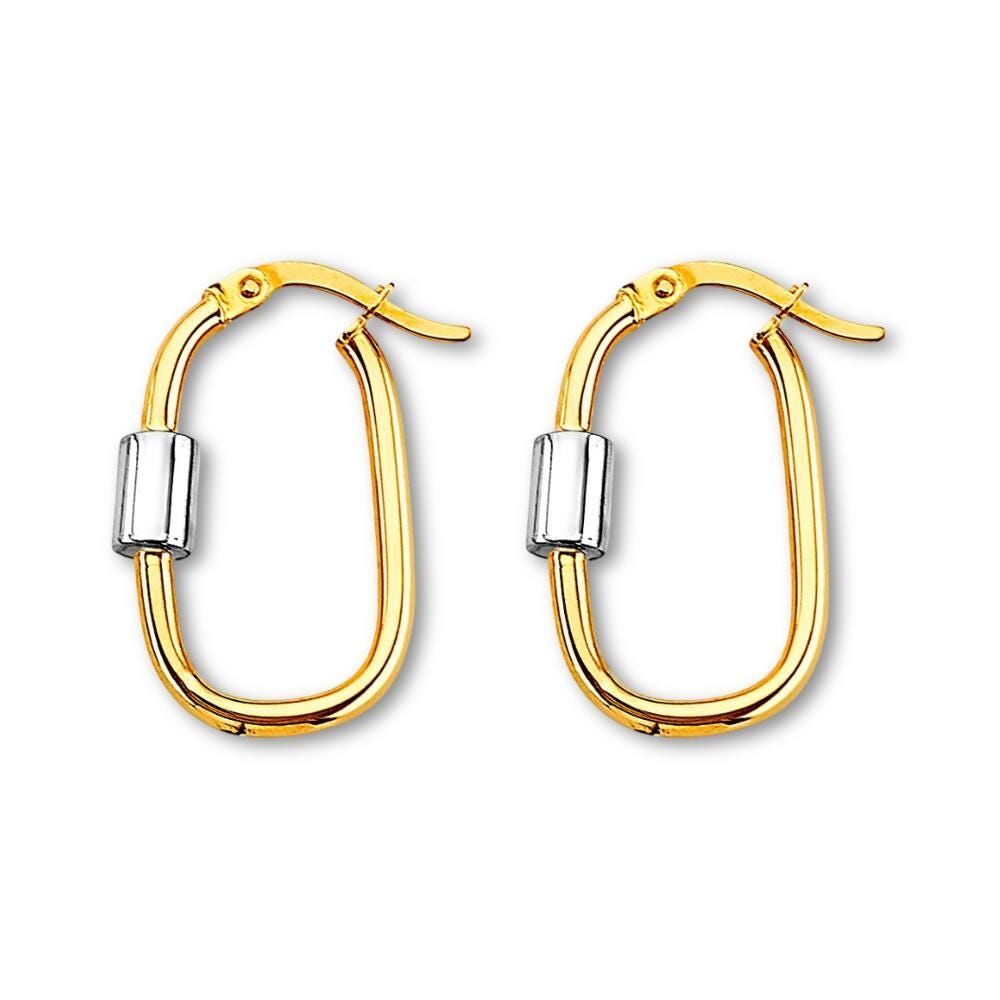 14K Two-Tone U-Shape Hoop Earrings | Solid Gold 25mm Hoops By Tehrani Jewelry